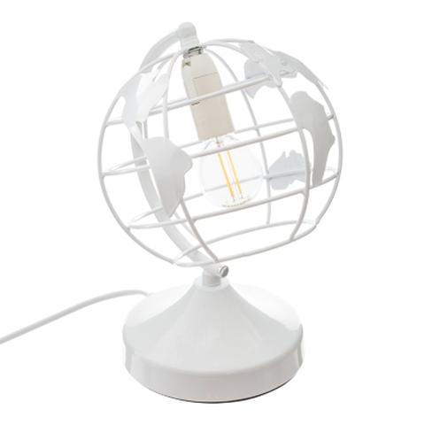 Lampe globe h. 24 cm blanc pas cher