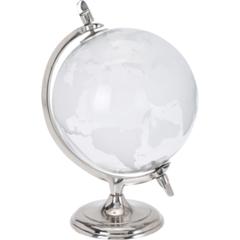 Globe h.27 cm transparent / argenté pas cher
