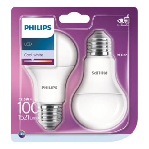 Ampoules led std eq100w e27 philips lot de 2 blanc froid pas cher