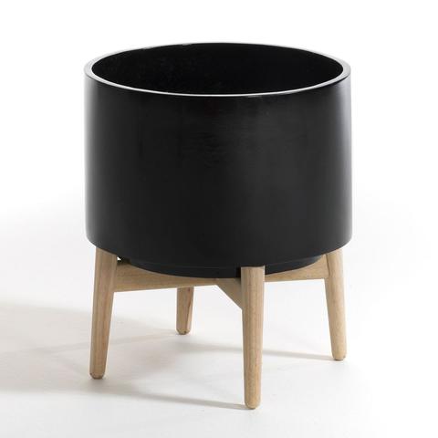 Cache pot sur pied en hévéa h42cm , florian pas cher