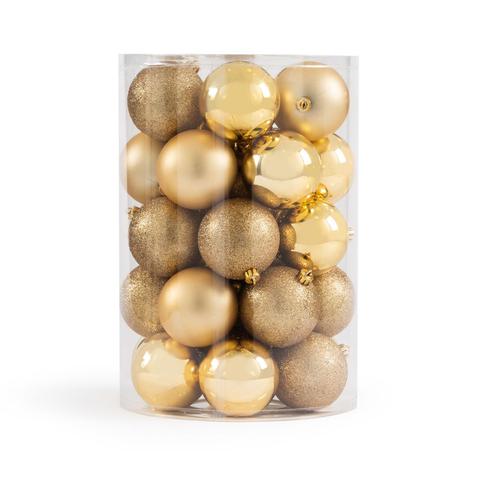 Coffret de 34 boules de noël doré , caspar pas cher