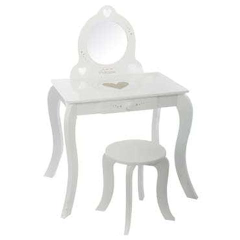 Coiffeuse + tabouret estelline coloris blanc pas cher