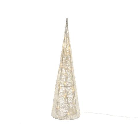 Cone led fil coton h. 60 cm blanc chaud pas cher