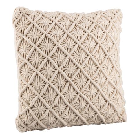 Coussins 45x45 cm macrame ecru pas cher