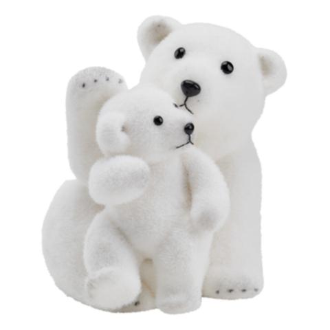 Décoration a poser h28 cm ours et bebe ours blanc pas cher
