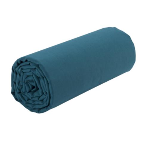 Drap housse bleu 140x190 cm dreamea camille pas cher