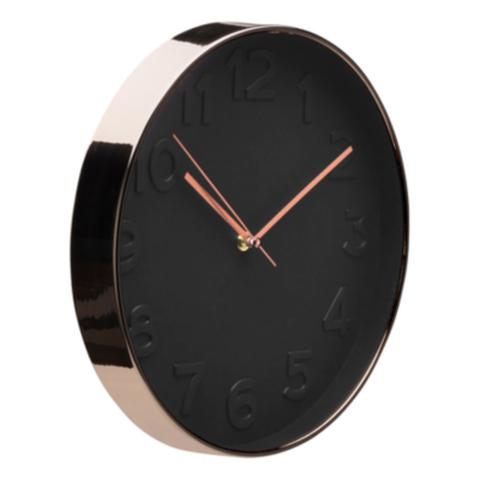 Horloge d.30 cm cooper noir / cuivre pas cher