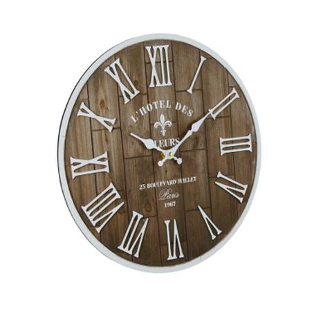 Horloge ø 34 cm rome bois pas cher