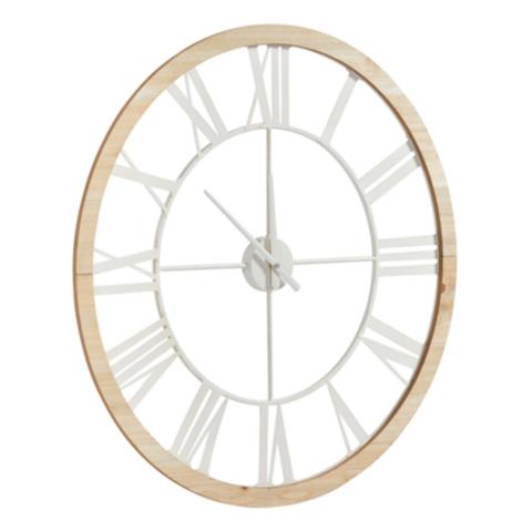Horloge d.70 cm rivage naturel / blanc pas cher