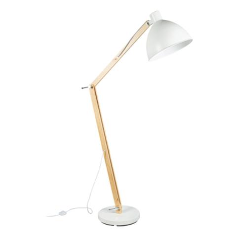 Lampadaire bois métal h.185 cm oslo blanc pas cher