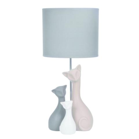 Lampe 3 chats h. 51 cm berlioz gris / blanc pas cher