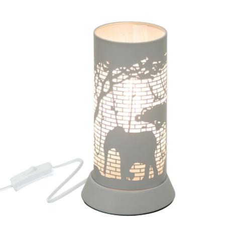 Lampe à poser elephant décor métal gris pas cher