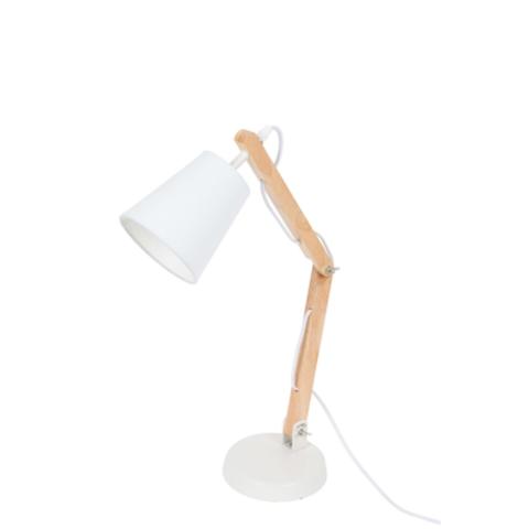 Lampe à poser happy blanc et bois pas cher