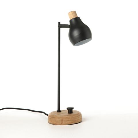 Lampe à poser métal et chêne hikaeme pas cher