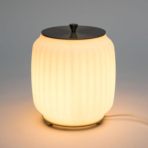 Lampe à poser opaline canelé pas cher