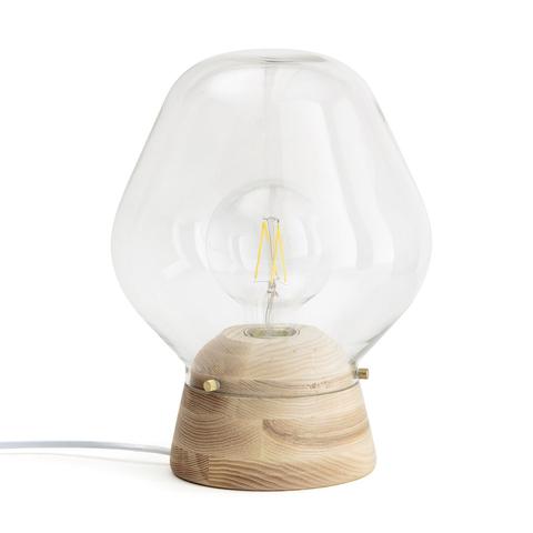 Lampe à poser verre et bois , nasoa pas cher