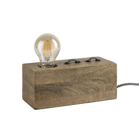 Lampe bois cordon baladhi marron pas cher