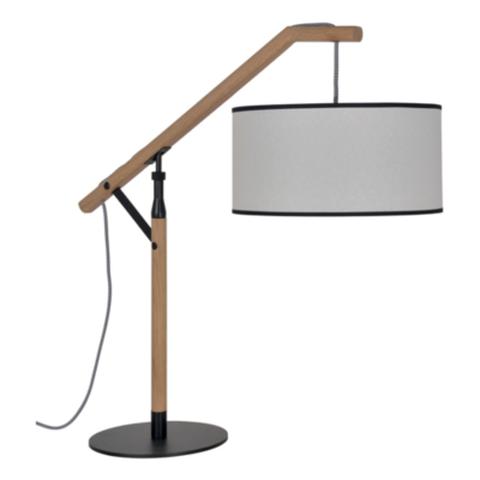 Lampe bois & métal h. 64 cm brooklyn blanc pas cher