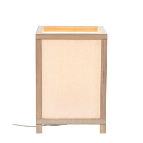 Lampe carrée bois coton h33 cm hinata blanc pas cher