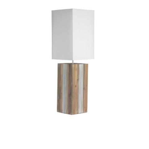 Lampe de sol en bois h. 95 cm telia marron pas cher