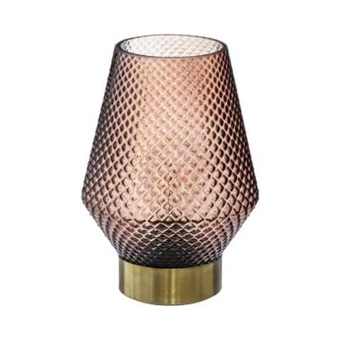 Lampe led verre h. 17 cm verre vert rose or pas cher