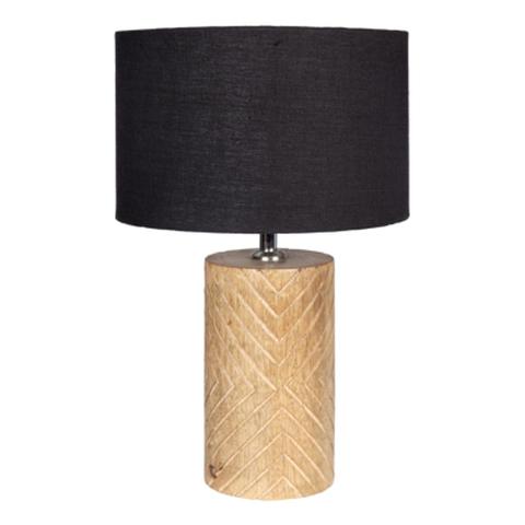 Lampe manguier h. 39 cm doline noir & bois pas cher