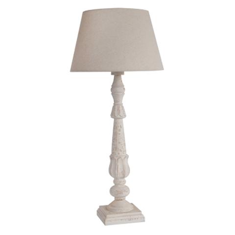 Lampe pied bois vielli h.65 cm margot beige pas cher