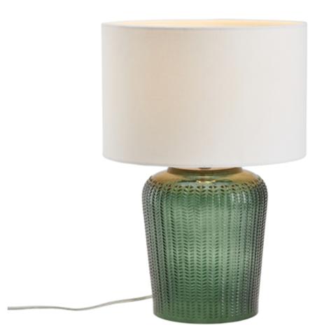 Lampe verre et velours h.44 cm tilia vert pas cher