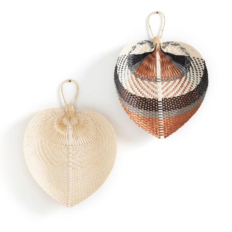 Lot de 2 éventails muraux bambou 35x35 cm moya pas cher