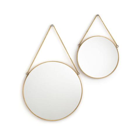 Lot de 2 miroirs ronds laiton ou noir , uyova pas cher