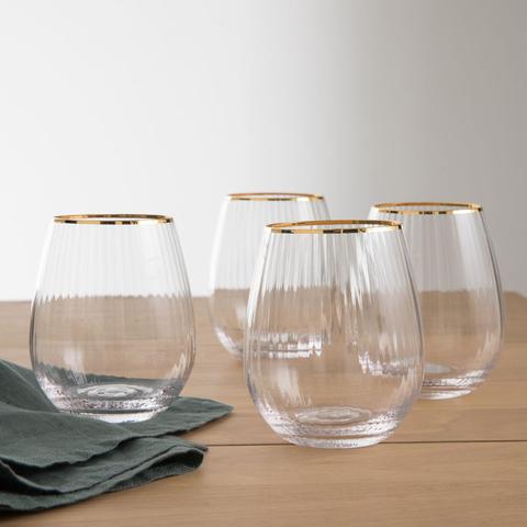 Lot de 4 verres striés , lurik pas cher