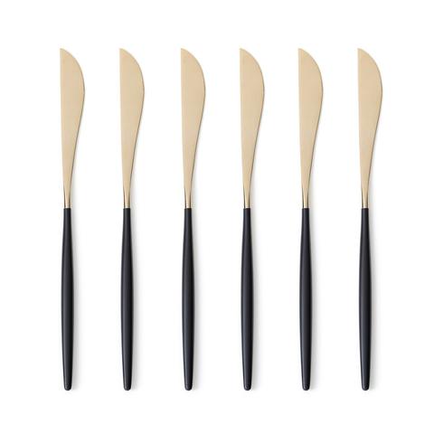 Lot de 6 couteaux inox doré , barbule pas cher