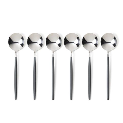 Lot de 6 cuillères à soupe inox barbule pas cher