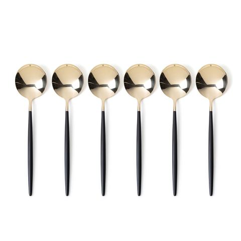 Lot de 6 cuillères à soupe inox doré , barbule pas cher