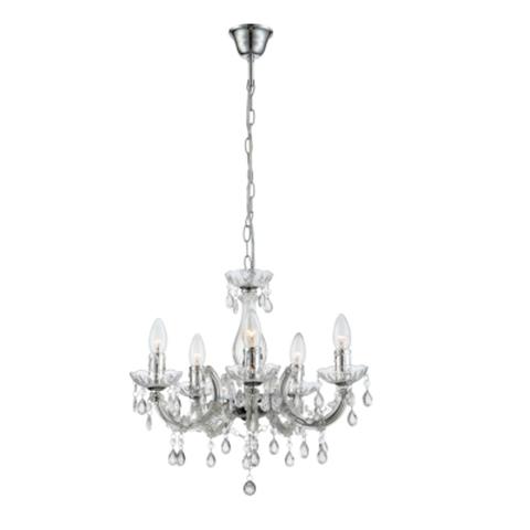 Lustre 5 lumières isabella transparent pas cher