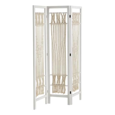 Paravent 120x170 cm macrame blanc pas cher