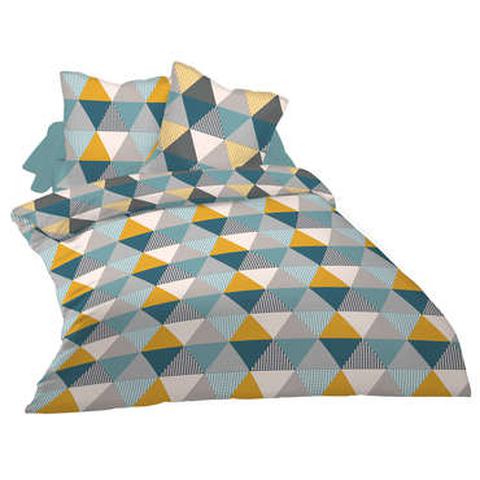 Parure de lit housse de couette 240x220 cm + 2 taies d'oreiller neo triangle pas cher