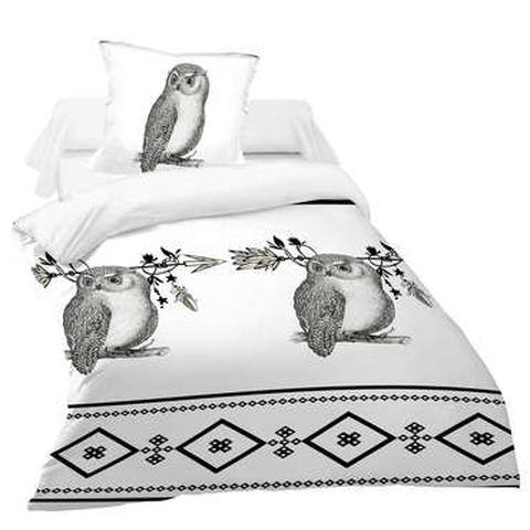Parure housse de couette 140x200 cm + 1 taie d'oreiller chouette pas cher