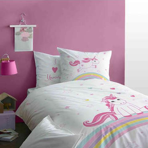 Parure housse de couette 140x200 cm + 1 taie d'oreiller licorne 2 pas cher