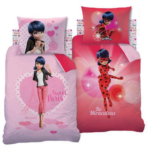 Parure housse de couette 140x200 cm + 1 taie d'oreiller miraculous ladybug heroine pas cher