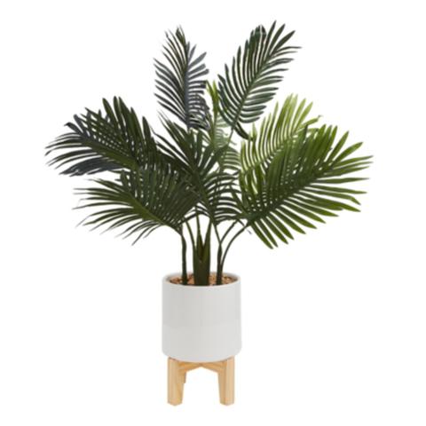 Plantes artificielle h72 cm palmier blanc / vert pas cher