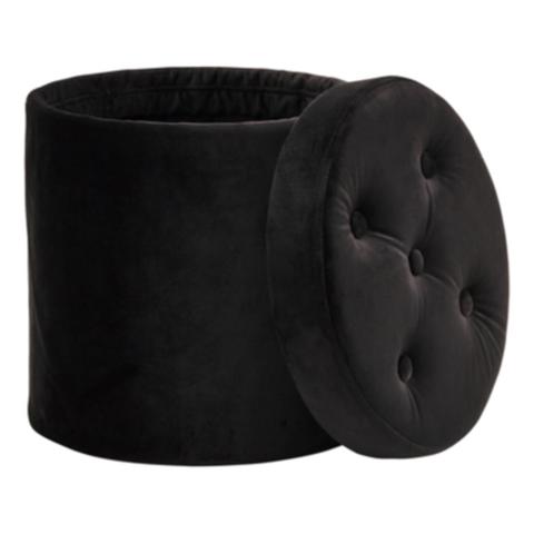 Pouf ø 35 h.35 cm polly noir pas cher