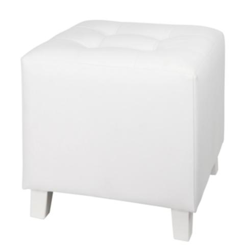 Pouf 35x35 capitonne blanc pas cher