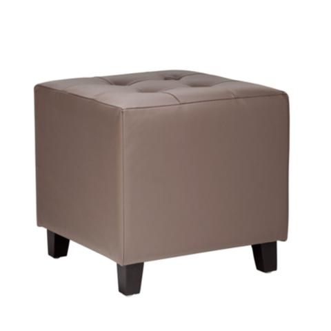 Pouf 35x35 cm capitonne taupe pas cher