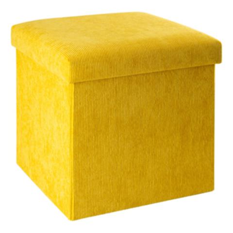 Pouf h. 38 cm origines jaune moutarde pas cher