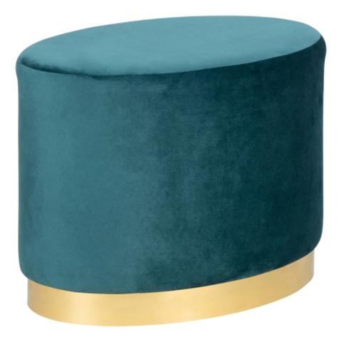 Pouf ovale h. 42 cm alix bleu pas cher