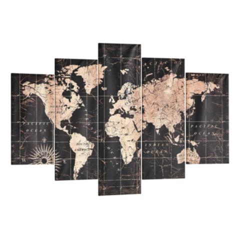 Set 5 toiles 100x150 cm map noir pas cher