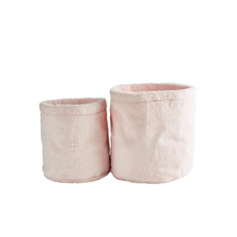 Set de 2 paniers iceland imitation fourrure rose pas cher