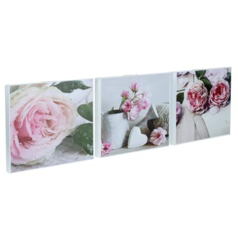 Set de 3 box art 20x20 flowers romance gris pas cher