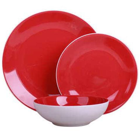 Set vaisselle 18 pièces candi coloris rouge pas cher
